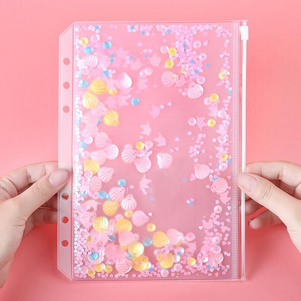 Вкладыш, разделитель, на молнии, с шейкером, розовый, А5 размеры 15х21 см