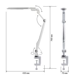 Настольный светильник ЭРА NLED-496-12W-S светодиодный на струбцине серебро | Светодиодные настольные лампы