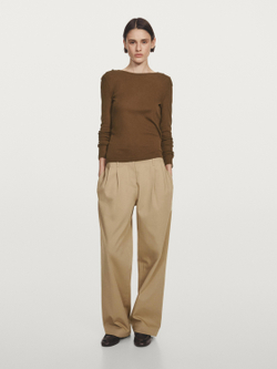 Massimo Dutti Трикотажная футболка, светло-коричневый