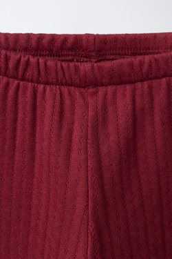 ZARA АЖУРНЫЕ ХЛОПКОВЫЕ ЛЕГИНСЫ, БУРГУНДИ