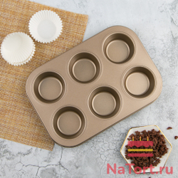 Форма для выпечки с антипригарным покрытием, 6 ячеек