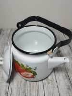 Чайник 3,5л с рисунком Клубника садовая белый 1с26с