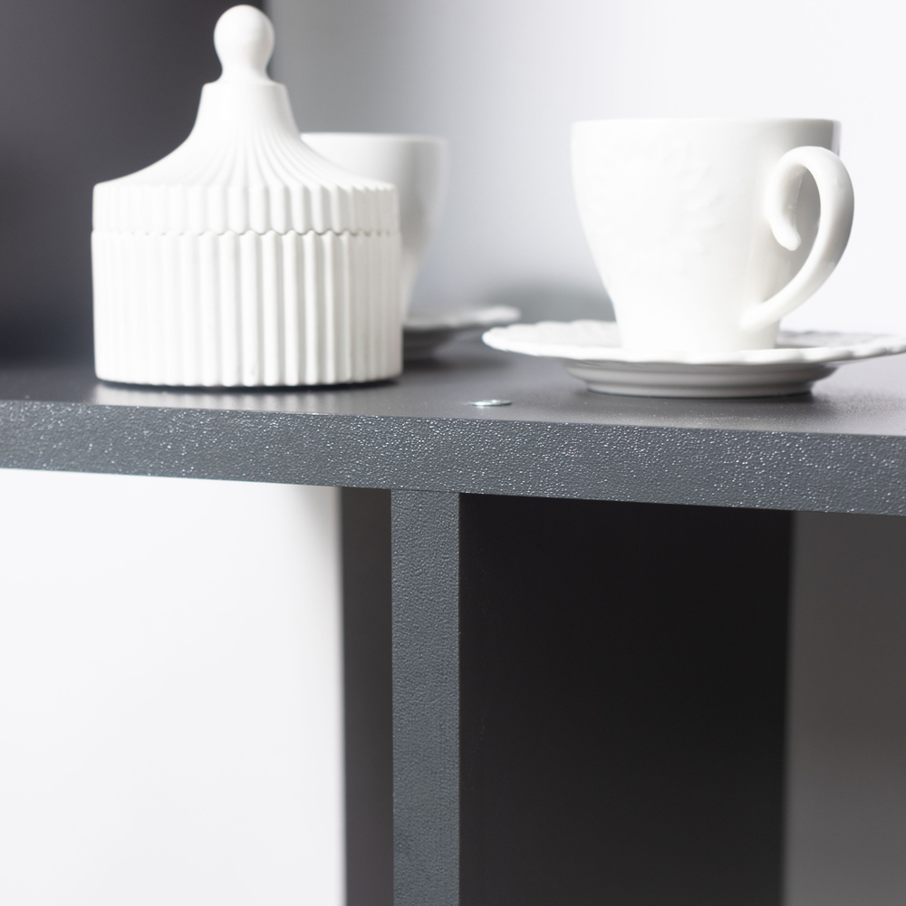 Стеллаж, 60х30х142, Дален , деревянный напольный для игрушек и для книг, серый антрацит, Dipriz