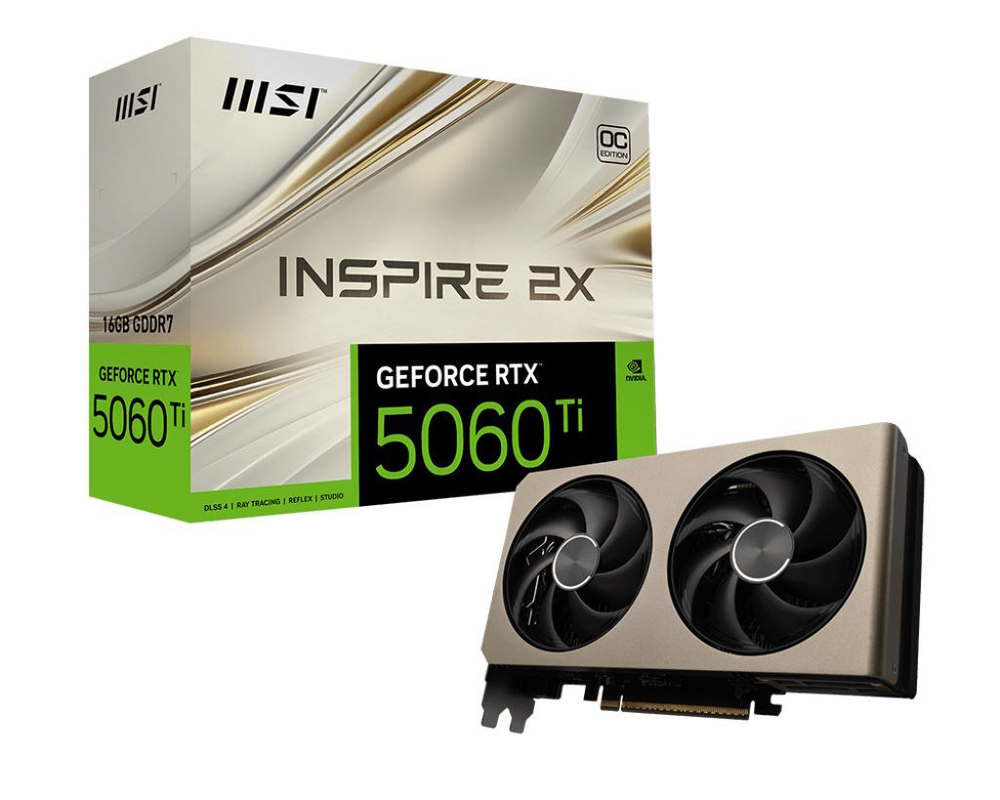 Видеокарта PCI-E MSI GeForce RTX 5060 TI INSPIRE 2X OC (RTX 5060 Ti 16G INSPIRE 2X OC)