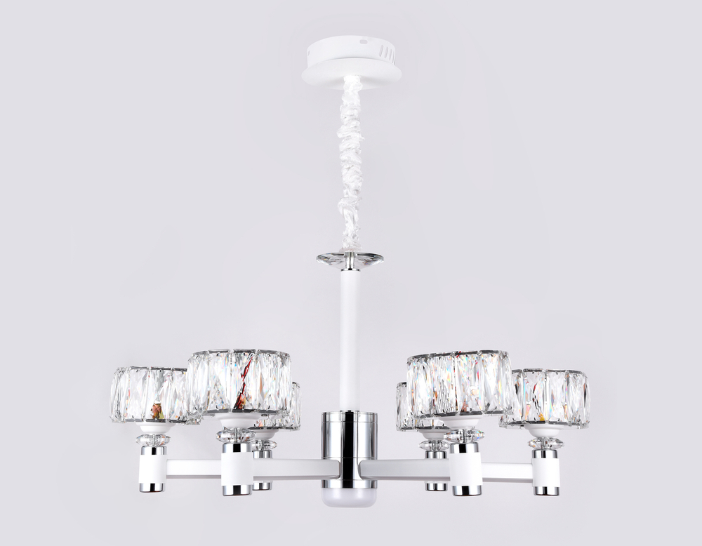 Подвесная светодиодная люстра TR4518/6 WH/CH белый/хром 120W D730*370 (Без ПДУ)