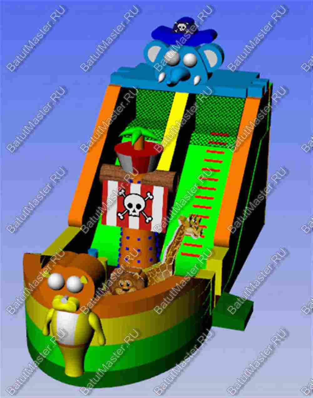 Коммерческий надувной батут "Побег из зоопарка"