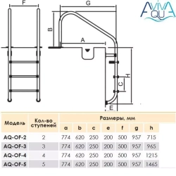 Лестница для бассейна - 4 ступени - OVERFLOW-415 с антислипом AISI-304 - AquaViva