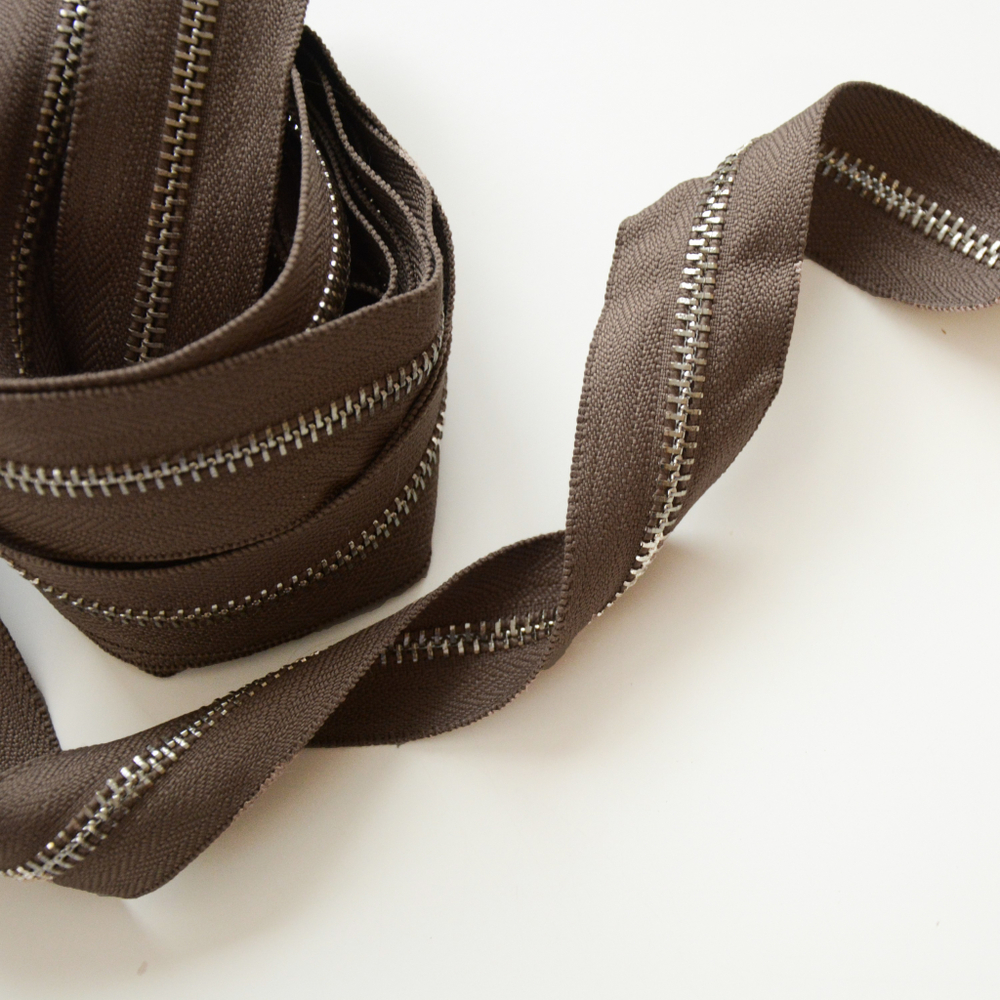 Молния металлическая №5, "Темный хаки", цена за 10 см.