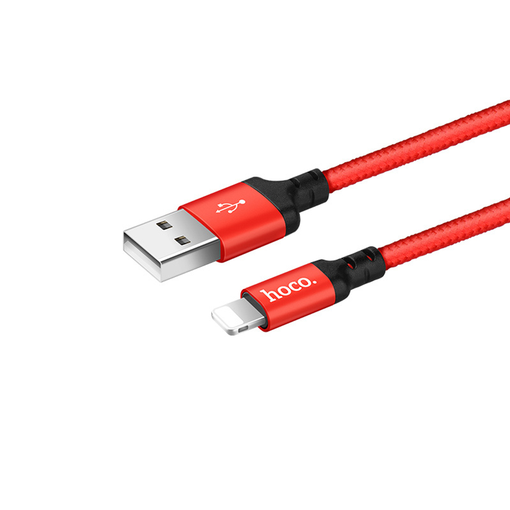 Кабель USB - Lightning HOCO X14 (черно-красный) 2м