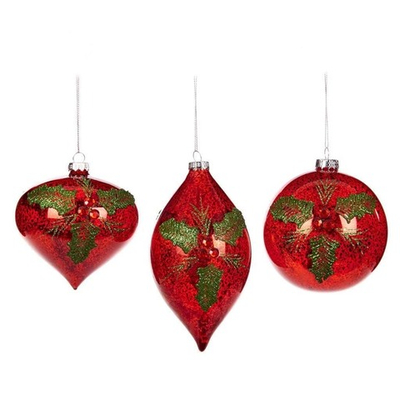 Игрушка красная Листья падуба [Арт. Р38224]