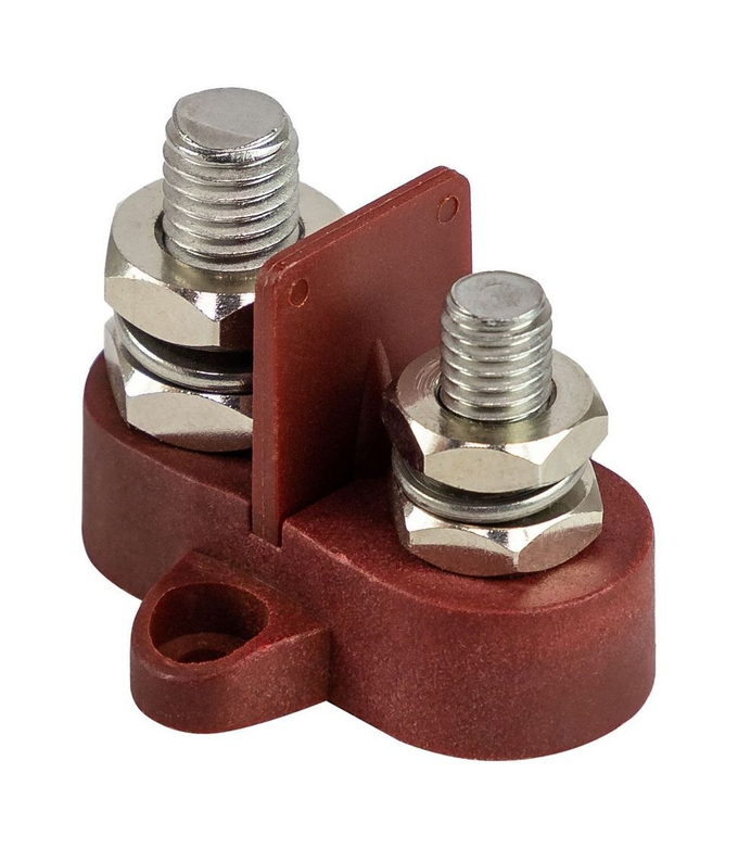 Клемма-штифт двойная с перегородкой, M8M10, красная