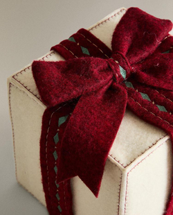 ZARA HOME БОЛЬШОЙ СВЕТЯЩИЙСЯ РОЖДЕСТВЕНСКИЙ ПОДАРОК, ЖЕЛТОВАТО-БЕЛЫЙ