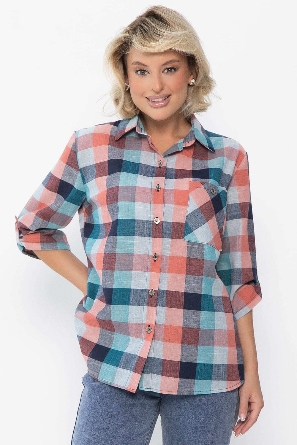 Рубашка Аланта НЬЮ (зелено-оранжевая) Б14038-18М LT Collection