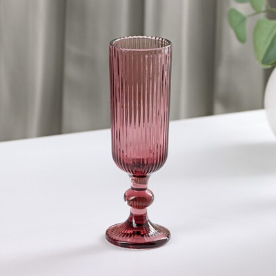 Бокал стеклянный для шампанского Магистр «Грани», 150 мл, 8×14,5 см, цвет сиреневый