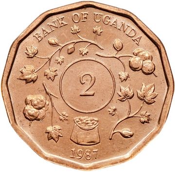 2 шиллинга 1987 Уганда