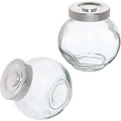 Банка для продуктов стеклянная 280 мл с крышкой плоская