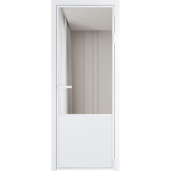 Алюминиевая дверь 19AG вайт стекло прозрачное