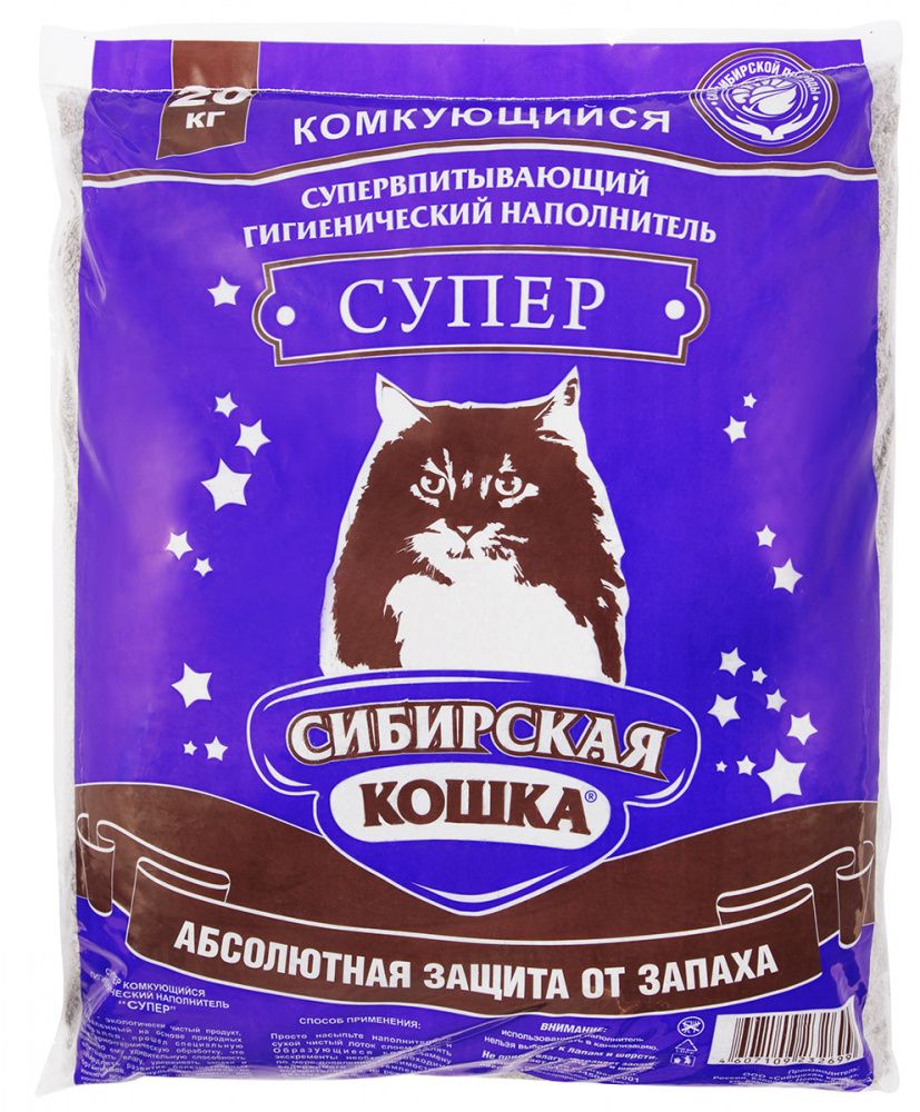 Сибирская кошка Наполнитель СУПЕР комкующийся (20 кг)