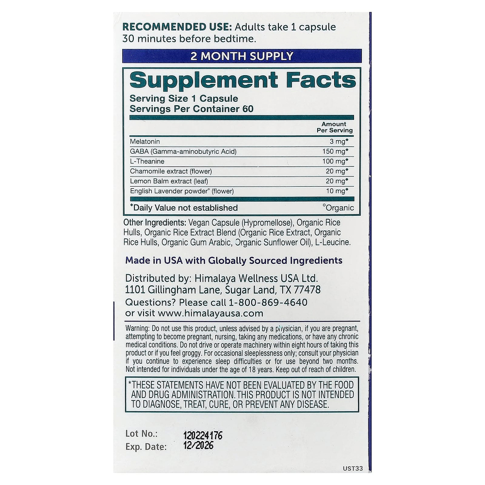 Himalaya, Hello ZZZs™, 60 веганских капсул