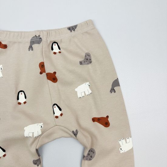 Штанишки хлопковые, Северные зверята на бежевом