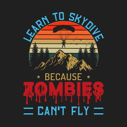 принт PewPewCat Zombies cant fly черный