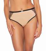 Трусики-бразилиана с контрастными резинками и вышивкой (Размер: XXXL) (Цвет: черный с бежевым)