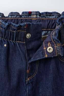 ZARA ДЖИНСЫ-КЮЛОТЫ С ВЫШИВКОЙ В ВИДЕ СОБАКИ, СИНИЙ