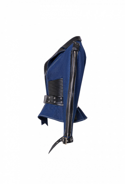 Жакет джинсовый с отделкой из экокожи 15-01-22 SS