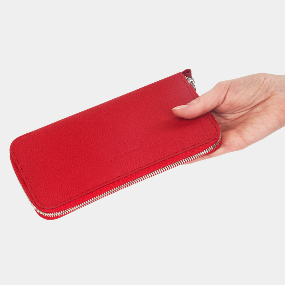 Кожаный кошелек женский, теленок красного цвета