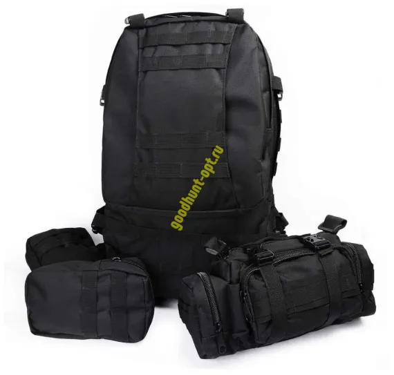 Рюкзак тактический 55 л с подсумками Черный