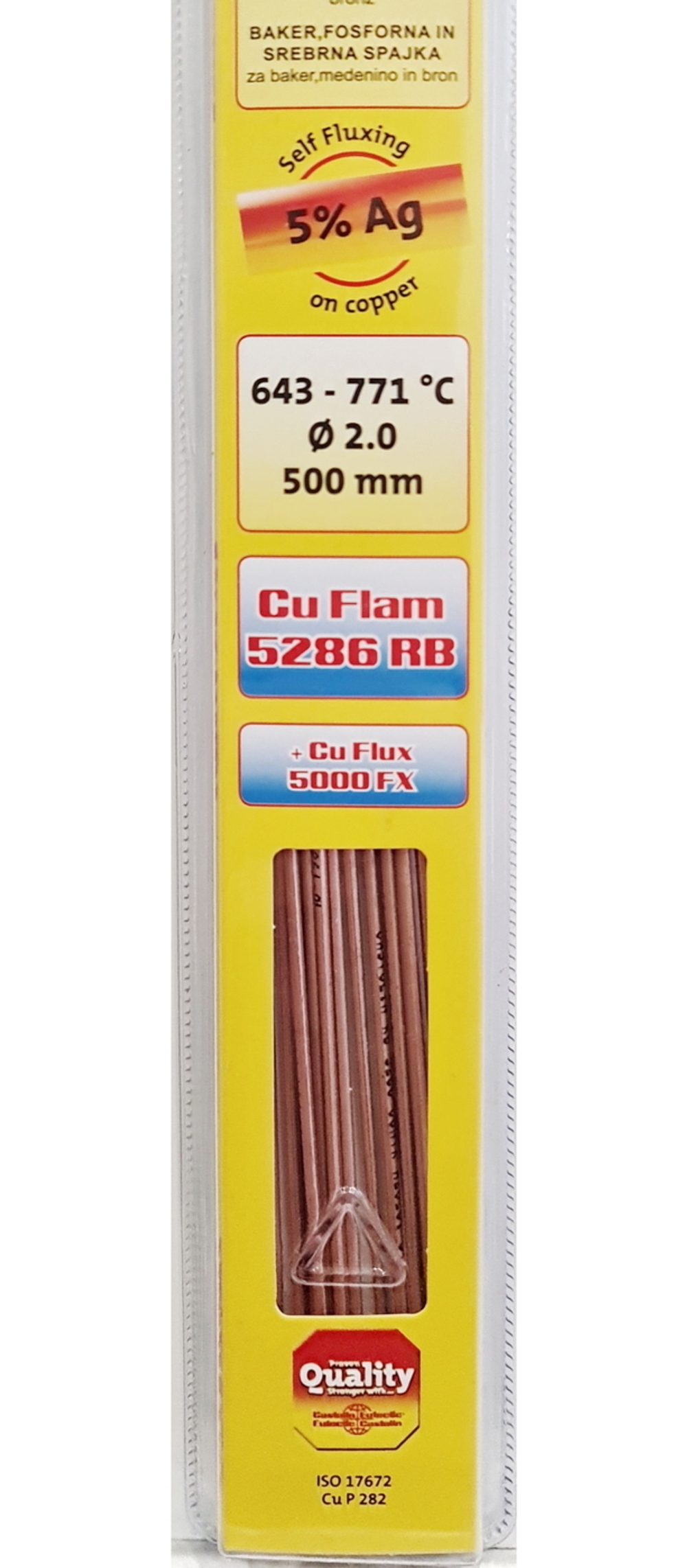 Самофлюсующийся серебросодержащий припой для пайки меди Castolin Cu Flam 5286 RB 2,0мм Ag 5% (15 прутков)