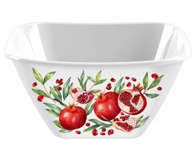 Миска квадратная 2л салатник с декором гранаты, цвет белый 221154929/01 Bergamo IDIland