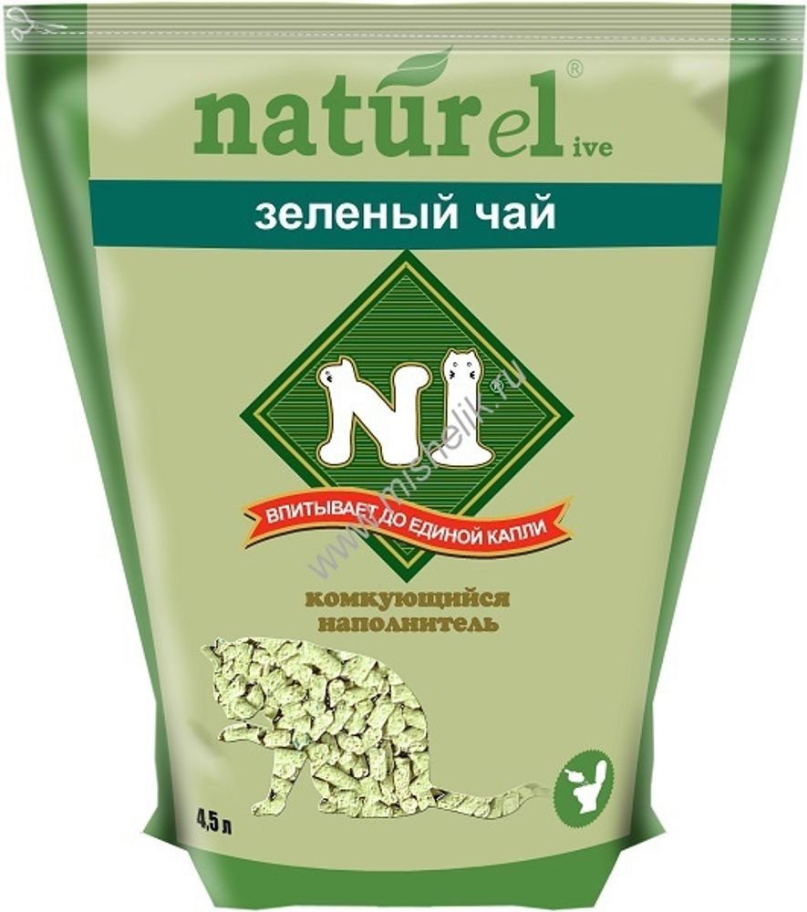 Комкующийся наполнитель №1 Naturel Зеленый чай для кошачьих туалетов 4,5 л