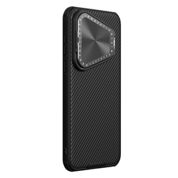 Чехол черного цвета от Nillkin с металлической откидной крышкой для камеры на Huawei P70 Pro, серия CamShield Prop Case