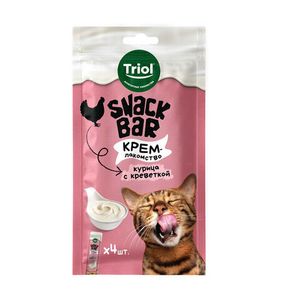 Лакомство Triol SNACK BAR для кошек "Крем из курицы с креветкой", 40г