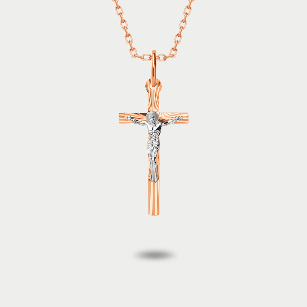 Крест православный без вставки из розового золота 585 пробы (арт. 801147-1012)