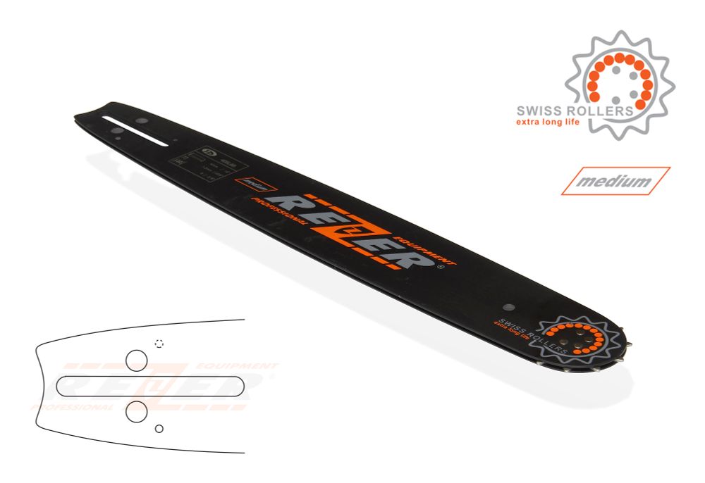 Длина шины, см: 40 (16”) Ширина паза, мм: 1,5 (0,058”) Шаг цепи, мм: 9,3 (3/8”)