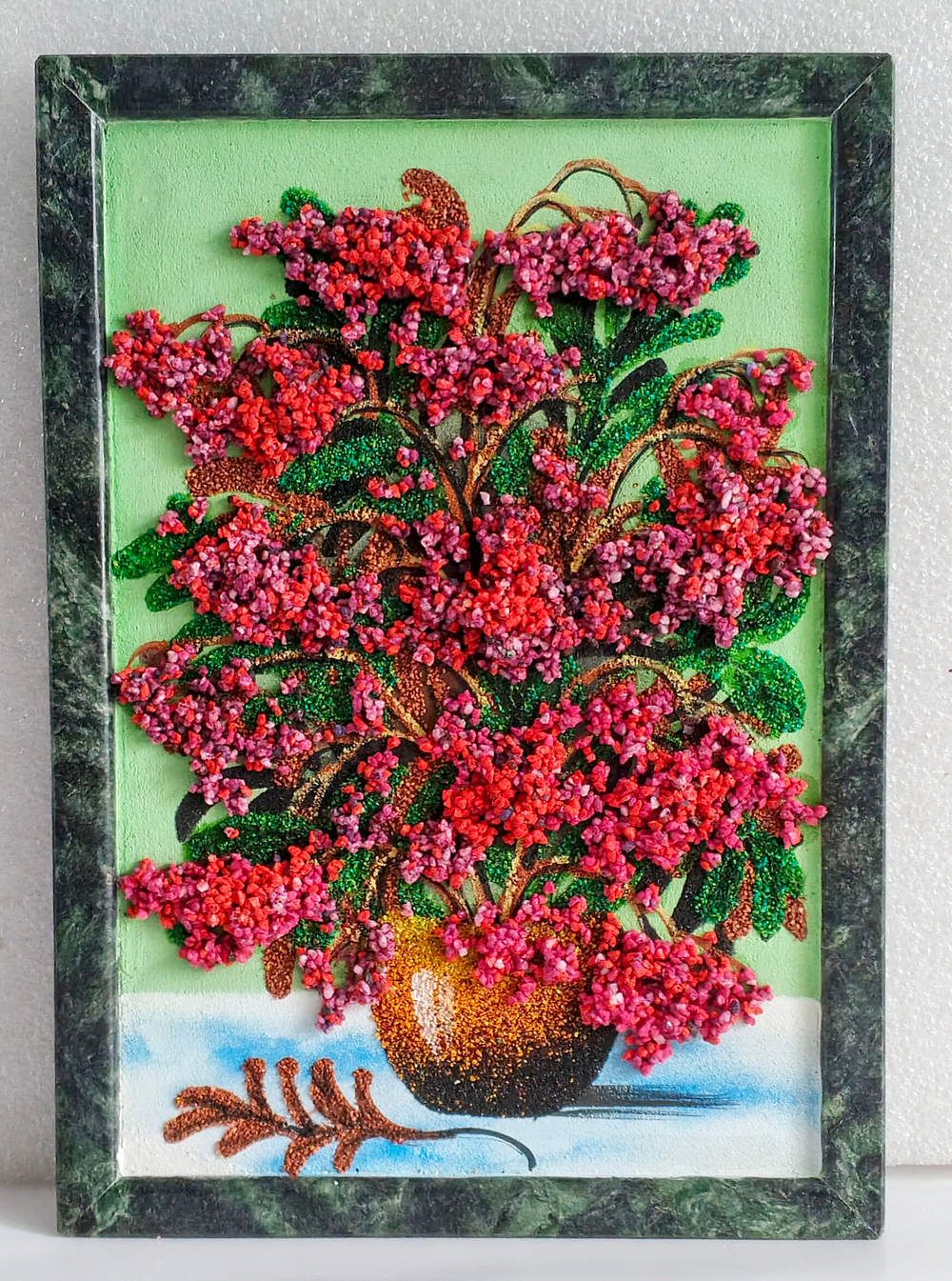 Каменное панно" Сирень в горшке" 34-24см