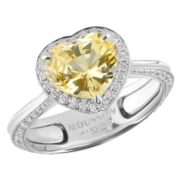 Кольцо Сердце с Жёлтым Сапфиром и Бриллиантами, R0070-36/2