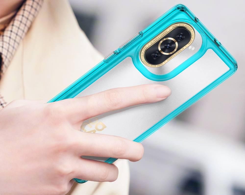 Чехол противоударный с усиленными боковыми рамками бирюзового цвета на Huawei Nova 10
