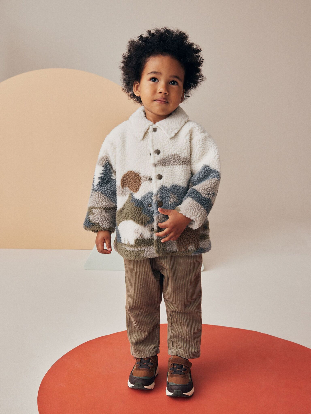 Рубашка из флиса для мальчика Next 562-372, Молочный, Коричневый