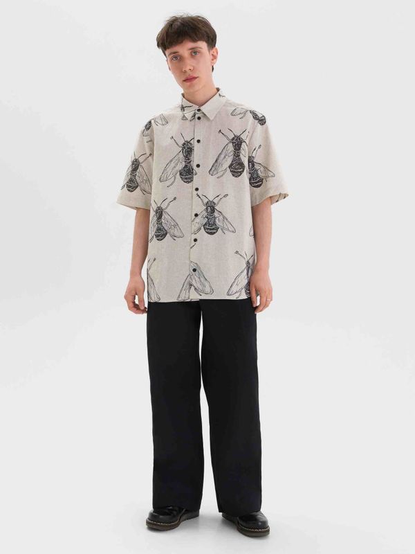 Рубашка Насекомые короткий рукав Мужская Бежевая V.2 - фото 6