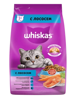 Whiskas корм для кошек с лососем, подушечки с паштетом