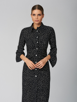 Платье-рубашка, с сборкой в горох