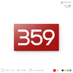 Номер на дверь 359, табличка на дверь для офиса, квартиры, кабинета, аудитории, склада, красная 120х70 мм, Айдентика Технолоджи