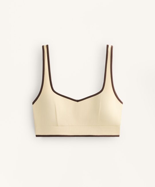 Oysho Топ Comfortlux с контрастными деталями, ванильный