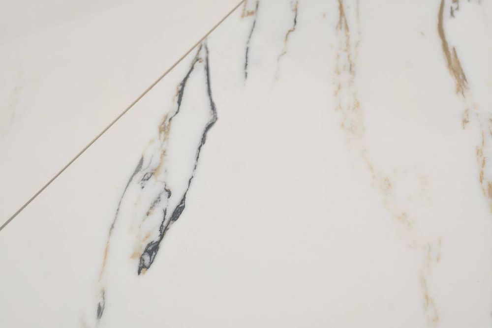 "Меркурий" стол интерьерный раздвижной обеденный из керамики, цвет белый глянцевый