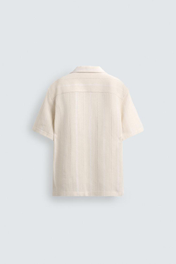 ZARA РУБАШКА ЖАККАРД С ГЕОМЕТРИЧЕСКИМ УЗОРОМ, ЭКРЮ