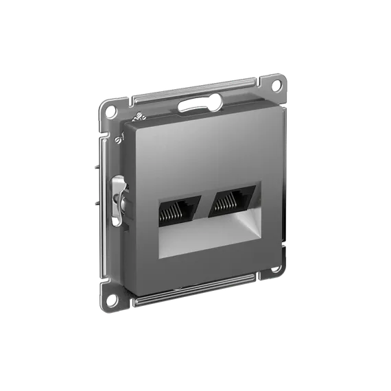 Розетка компьютерная 2-м AtlasDesign RJ45 кат.5E механизм сталь SE ATN000985