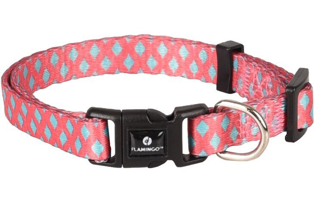 Ошейник SUE M 40-55 см/ 20 мм, розовый/зелёный, Flamingo